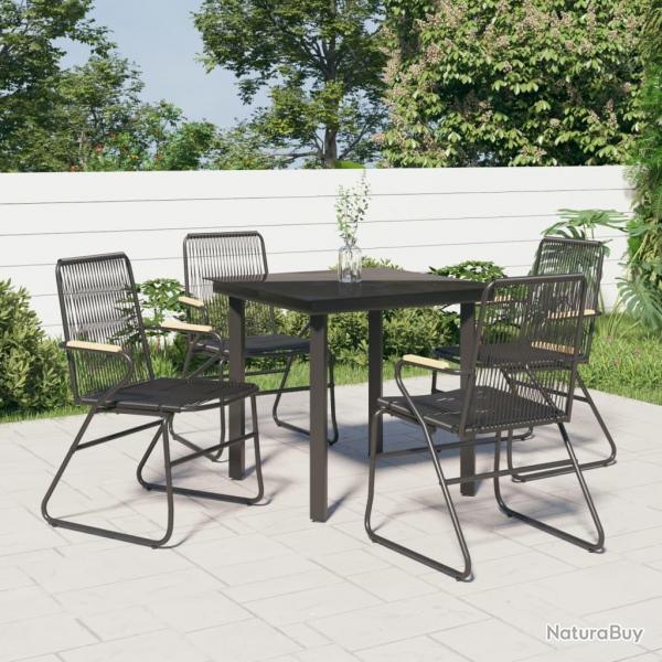 Ensemble  manger de jardin 5 pcs Noir Rotin PVC