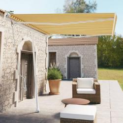 Auvent automatique sur pied 300x250 cm Jaune/Blanc