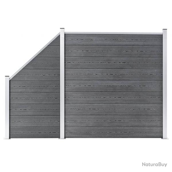 Ensemble de clture WPC 1 Carr + 1 Inclin 273x186 cm Gris