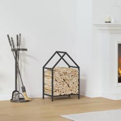 Portant de bois chauffage noir 40x25x60 cm