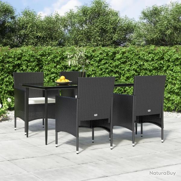 Ensemble  manger de jardin avec coussins 5 pcs Noir