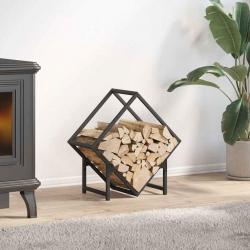 Portant de bois chauffage noir 50x25x50 cm
