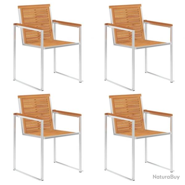 Chaises de jardin lot de 4 Bois d'acacia solide et inox