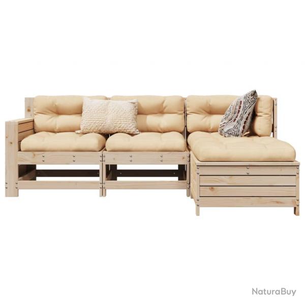 Salon de jardin 4 pcs bois massif de pin