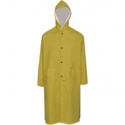 Manteau de pluie long imperméable résistant à capuche jaune M