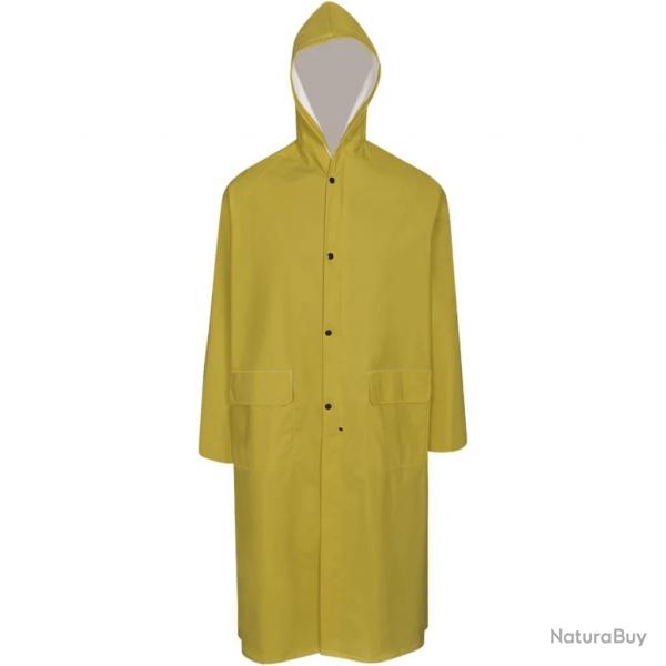 Manteau de pluie long impermable rsistant  capuche jaune M