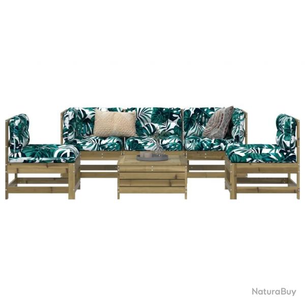 Salon de jardin 6 pcs bois de pin imprgn