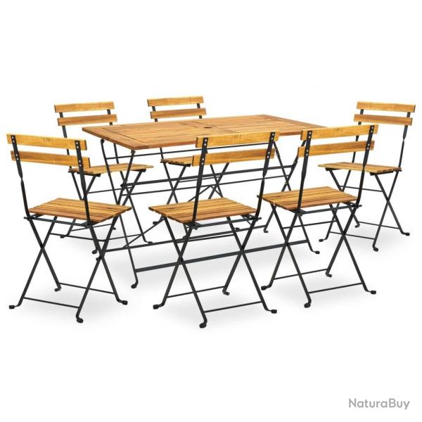 Ensemble  manger d'extrieur pliable 7pcs Bois d'acacia solide