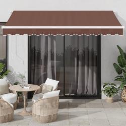 Auvent manuel rétractable avec LED marron 350x250 cm