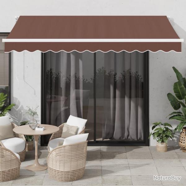 Auvent manuel rtractable avec LED marron 350x250 cm