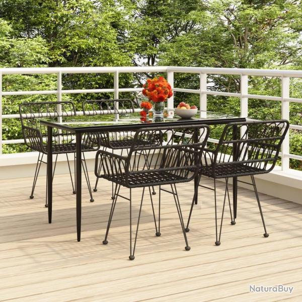Ensemble  manger de jardin 5 pcs Noir Rsine tresse