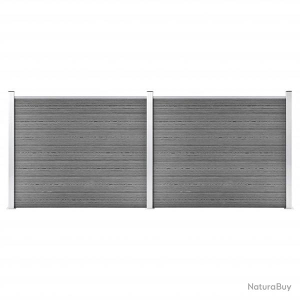 Ensemble de panneau de clture WPC 353x146 cm Gris
