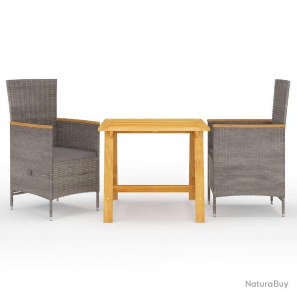 Ensemble  manger de jardin 3 pcs Gris
