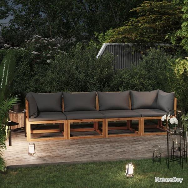 Canap de jardin  4 places avec coussin Bois d'acacia massif