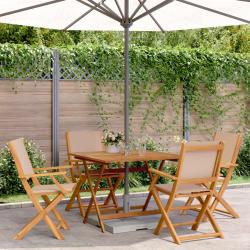 Ensemble à manger de jardin 5 pcs taupe tissu et bois massif