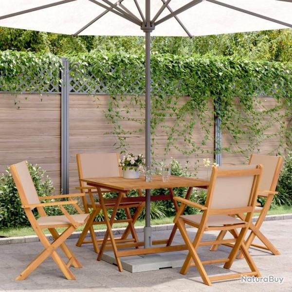 Ensemble  manger de jardin 5 pcs taupe tissu et bois massif
