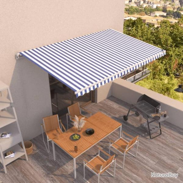 Auvent manuel rtractable 500x350 cm Bleu et blanc