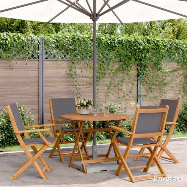 Ensemble  manger de jardin 5 pcs anthracite tissu bois massif