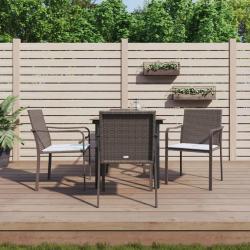 Ensemble à manger de jardin 5 pcs coussins résine tressée acier