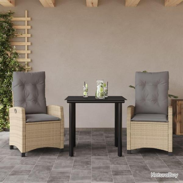 Ensemble  manger de jardin et coussins 3 pcs mlange beige