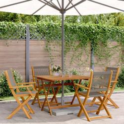 Ensemble à manger de jardin 5pcs gris polypropylène bois massif