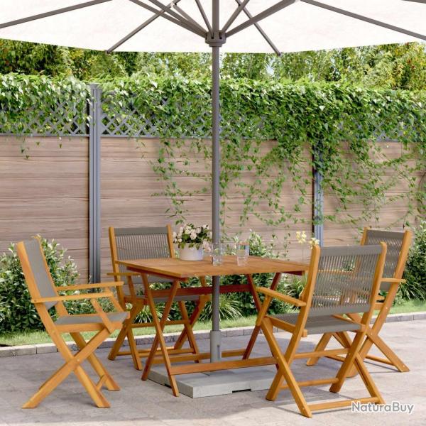 Ensemble  manger de jardin 5pcs gris polypropylne bois massif