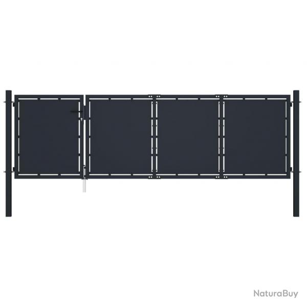 Portail de jardin Acier 350 x 75 cm Anthracite