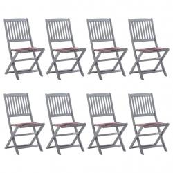 Chaises pliables d'extérieur lot de 8 et coussins Bois d'acacia