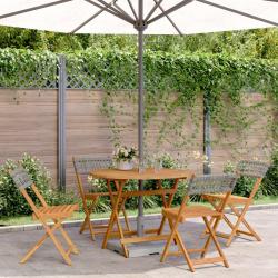 Ensemble à manger de jardin 5 pcs résine tressée et bois massif