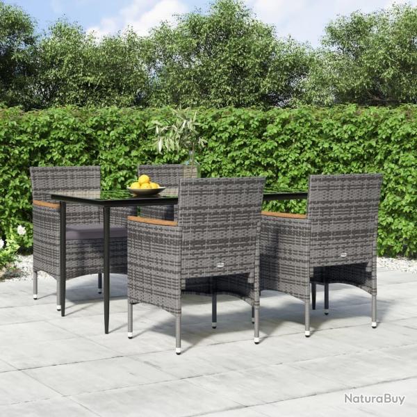 Ensemble  manger de jardin et coussins 5pcs Gris/noir