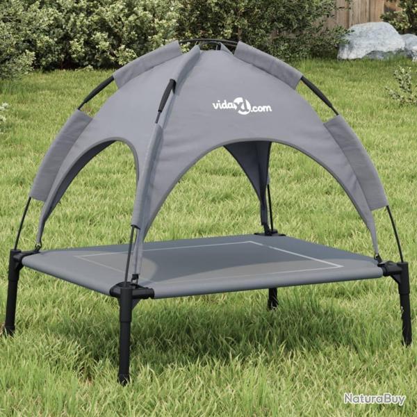 Lit pour chien avec auvent anthracite tissu Oxford et acier