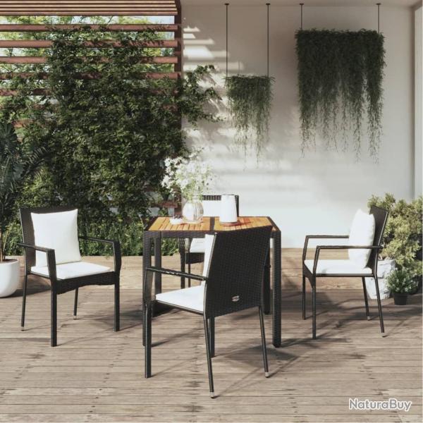 Ensemble  manger de jardin coussins 5pcs Noir Rsine tresse