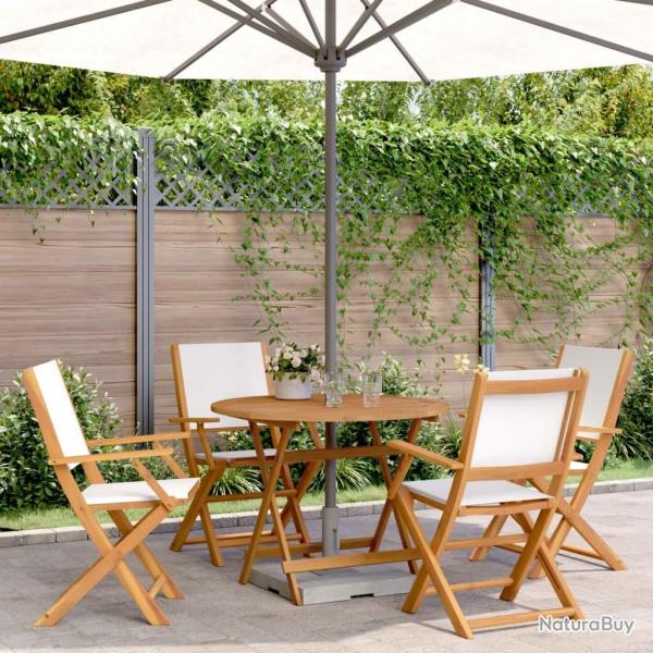 Ensemble  manger de jardin 5 pcs blanc crme tissu bois massif