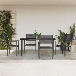 Ensemble à manger de jardin 5 pcs noir textilène et acier