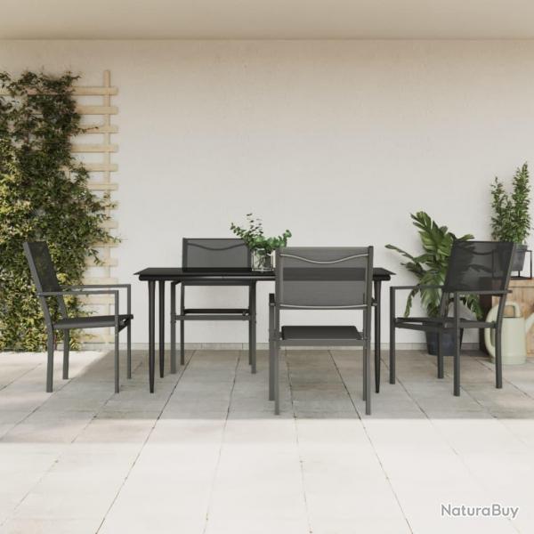 Ensemble  manger de jardin 5 pcs noir textilne et acier