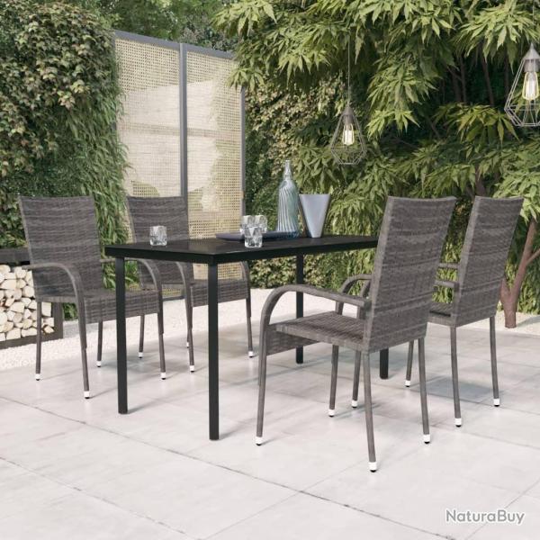 Ensemble  manger de jardin 5 pcs Gris et noir