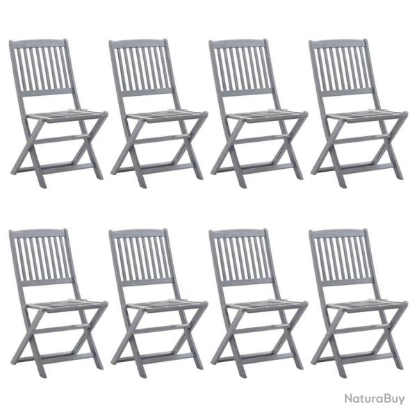 Chaises pliables d'extrieur lot de 8 et coussins Bois d'acacia