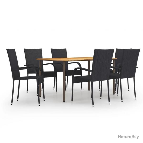 Ensemble  manger de jardin 7 pcs Rsine tresse Noir