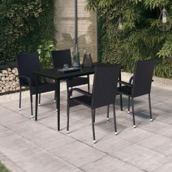 Ensemble à manger de jardin 5 pcs Noir