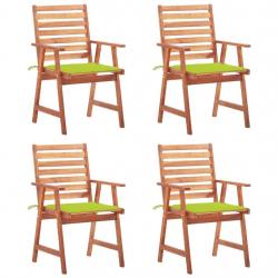 Chaises à manger d'extérieur lot de 4 et coussins Acacia massif