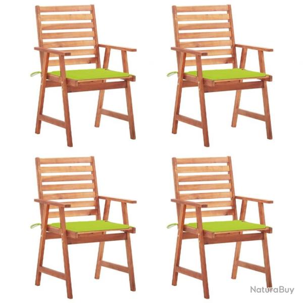 Chaises  manger d'extrieur lot de 4 et coussins Acacia massif