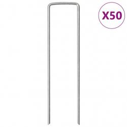 Piquets de sol en forme de U 50 pcs 15x3,5 cm acier galvanisé