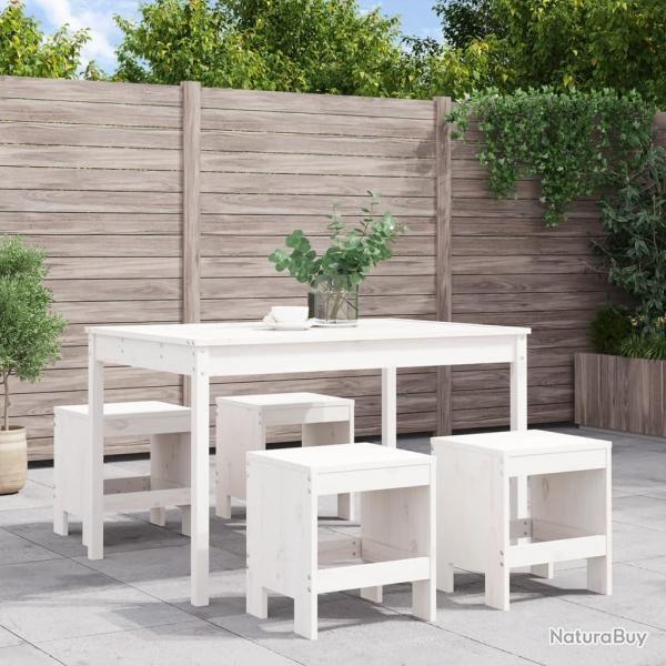 Ensemble  manger de jardin 5pcs blanc bois massif de pin