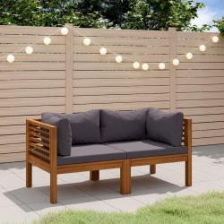 Canapé de jardin à 2 places avec coussin Bois d'acacia massif