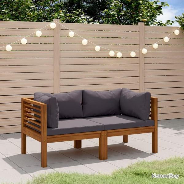 Canap de jardin  2 places avec coussin Bois d'acacia massif