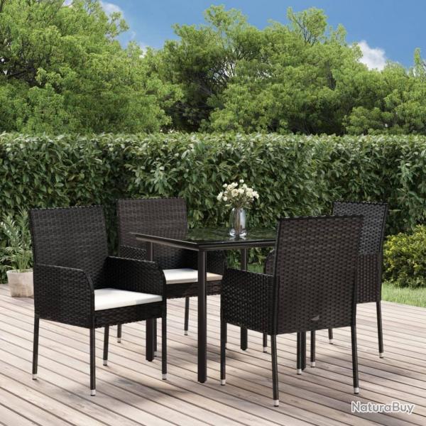 Ensemble  manger de jardin coussins 5pcs Noir Rsine tresse