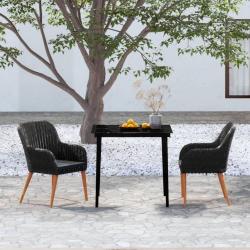 Ensemble à manger de jardin avec coussins 3 pcs noir