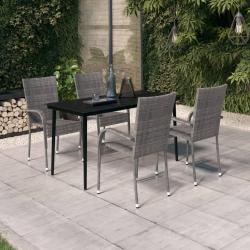 Ensemble à manger de jardin 5 pcs Gris et noir