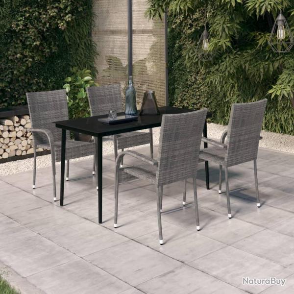 Ensemble  manger de jardin 5 pcs Gris et noir