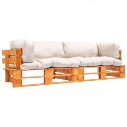 Canapés de jardin palette 2 pcs avec coussins sable pinède